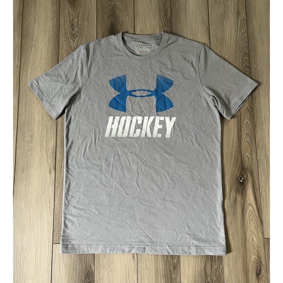 Under Armour Charged Heat Gear Hockey Gray Short Sleeve Tee Mens Size Small - Picture 1 of 10